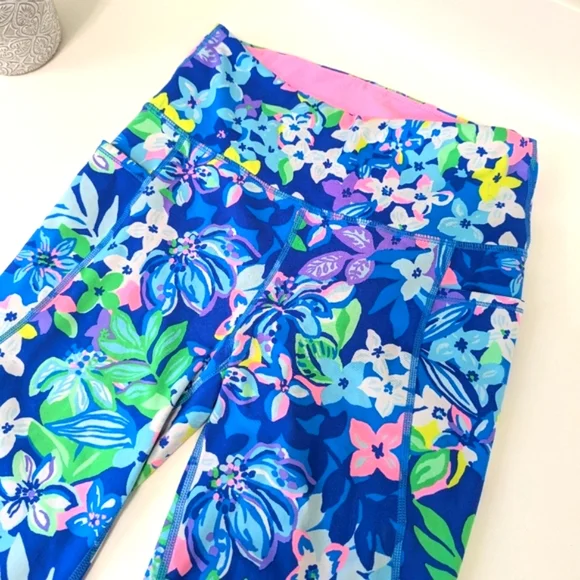 Lilly Pulitzer Weekender High Rise Midi Leggings Borealis Blue Social Sunset Sm - Picture 9 of 10